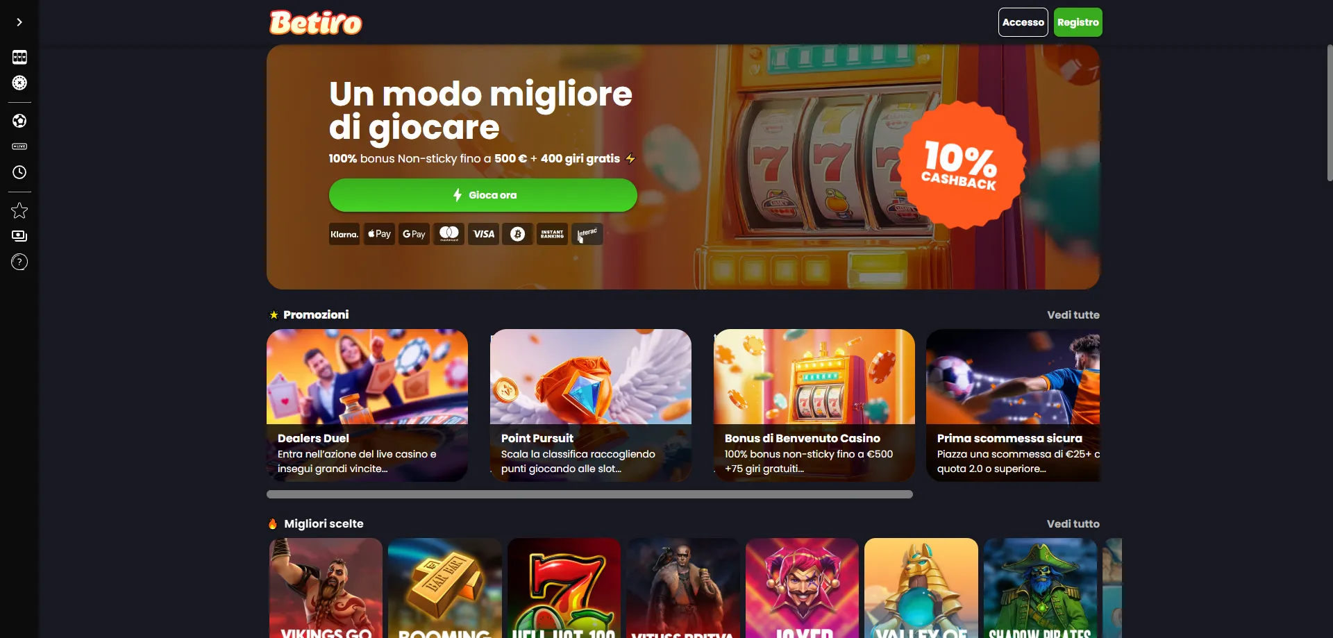 Metodi di deposito e prelievo sicuri su Betiro Casino
