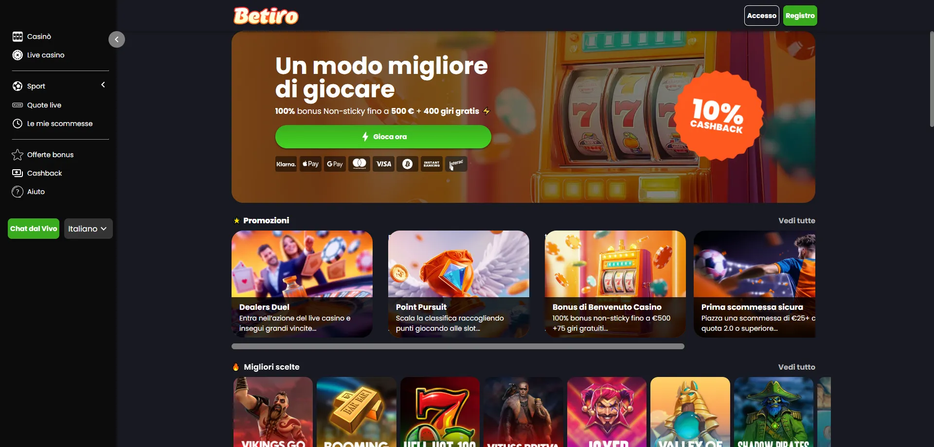 Betiro Casino mobile — accesso e gioco da smartphone