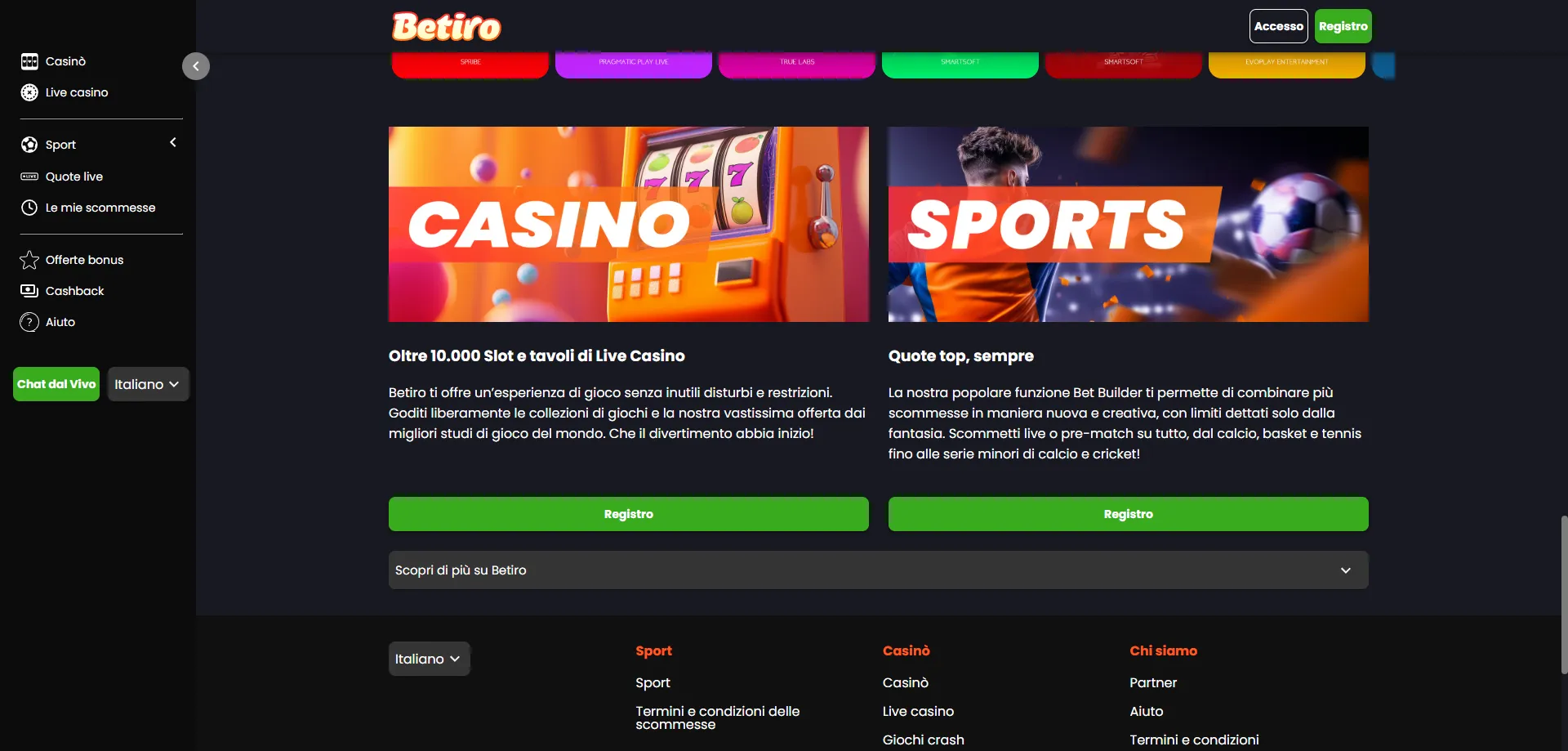 Betiro Casino scommesse sportive Bet Builder senza rischio